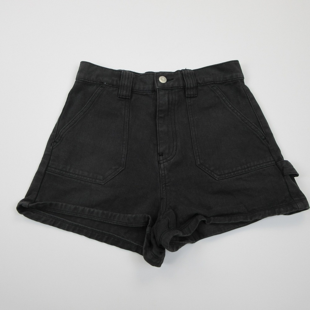PacSun Shorts Womens 28 Black Utility Denim 3 Inseam Pockets Carpenter